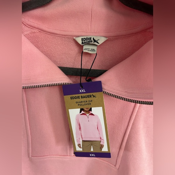 Eddie Bauer Quarter Zip Pullover Sweatshirt Pink Womens Size XXL - Picture 4 of 8